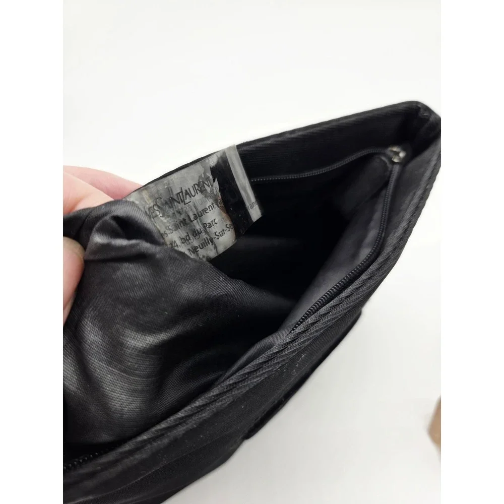 YSL Yves Saint Laurent Vintage Black Velvet Cosmetic Makeup Bag Velvet Heart